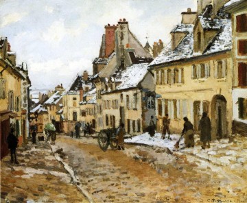  road Painting - pontoise the road to gisors in winter 1873 Camille Pissarro